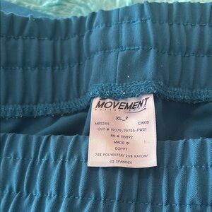 Movement Teal scrub bottoms- stretch band waist